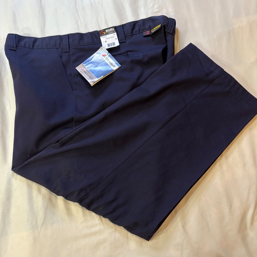 BIG BILL FR Flame Resistant Work Pants Men's 48 x‎ 32 (30") Navy Blue NWT